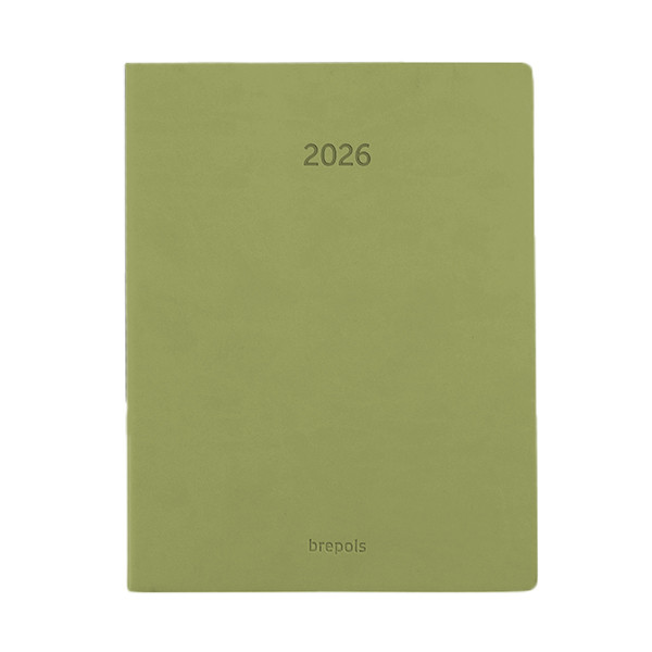 Brepols Timing Colora agenda semainier avec répartition par heure 2026 (1 semaine sur 2 pages) 6 langues - vert 262461 - 1