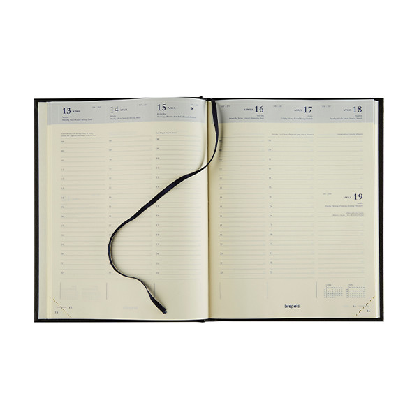 Brepols Timing Lima agenda semainier 2026 avec répartition par heure (1 semaine sur 2 pages) 6 langues - noir 0.136.1256.01.6.0 262416 - 2