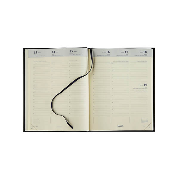 Brepols Timing Toile Ocean agenda hebdomadaire format horaire 2027 (1 semaine sur 2 pages) 6 langues - vert menthe 440286 - 2