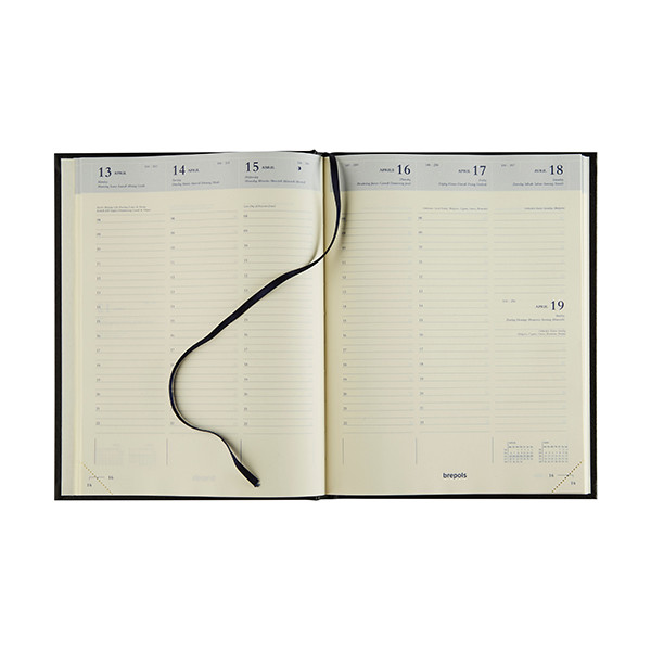 Brepols Timing Toile Ocean agenda semainier 2026 avec répartition par heure (1 semaine sur 2 pages) 6 langues - vert 0.136.2065.99.6.0GR 262464 - 2
