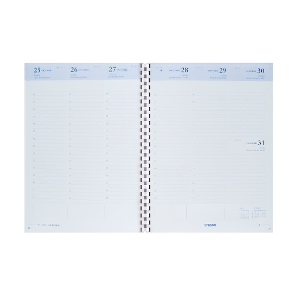Brepols Timing recharge pour agenda semainier avec répartition par heure 2026 (1 semaine sur 2 pages) 4 langues 0.137.9900.00.2.0 262475 - 1