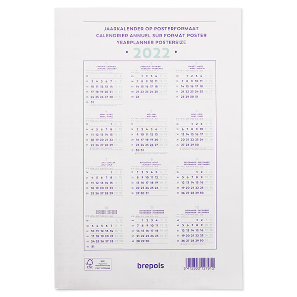 Calendriers Fournitures De Bureau Brepols Calendrier Mural 1 Semaine 22 19 X 31 Cm 4 Langues 123encre Be