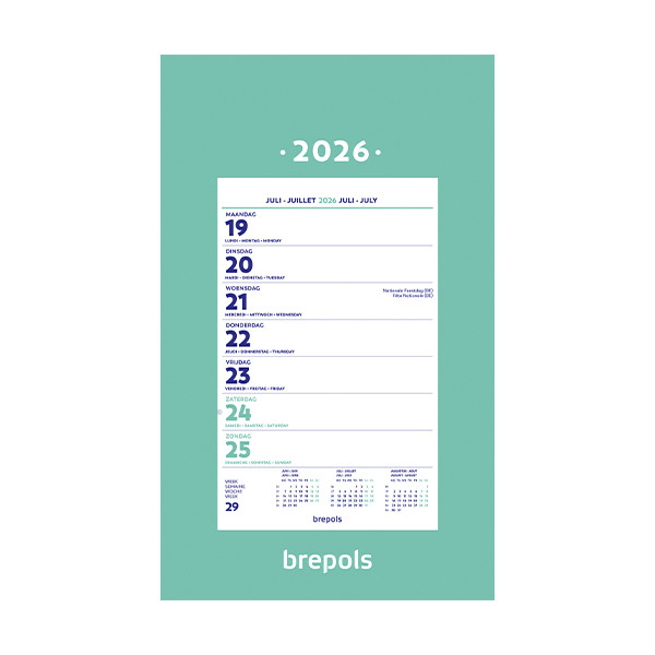 Brepols calendrier hebdomadaire mural 2026 4 langues 1.850.9900.00.6.0 262523 - 1