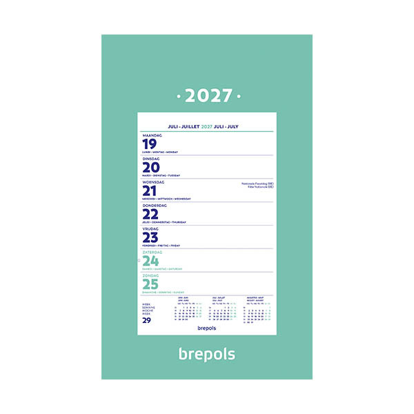 Brepols calendrier hebdomadaire mural 2027 (4 langues) 440236 - 1