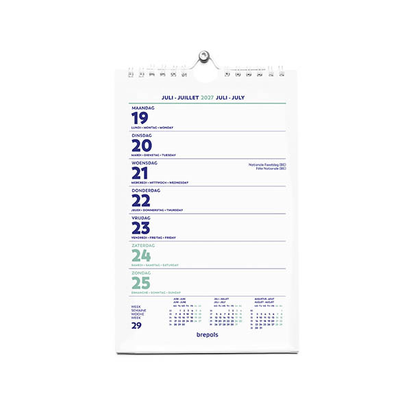 Brepols calendrier hebdomadaire mural Wire-O 2027 (4 langues) 440237 - 1