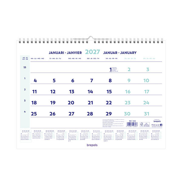 Brepols calendrier mensuel 2027 (4 langues) 440231 - 1