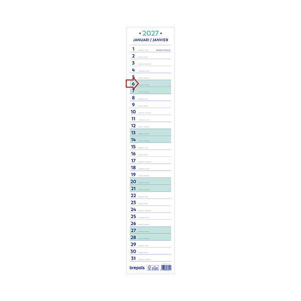 Brepols calendrier ruban mensuel 2027 bilingue 440246 - 1