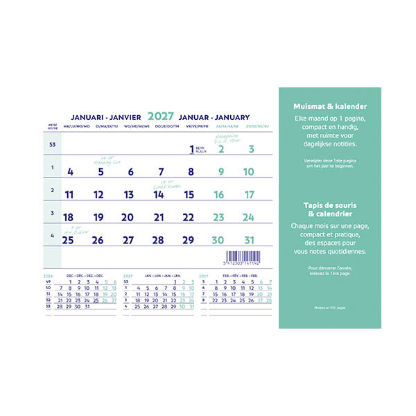 Brepols calendrier tapis de souris 2027 (4 langues) 440230 - 1