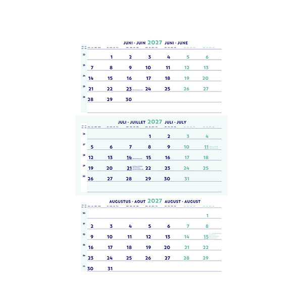 Brepols calendrier trimestriel 2027 (4 langues) 440241 - 1