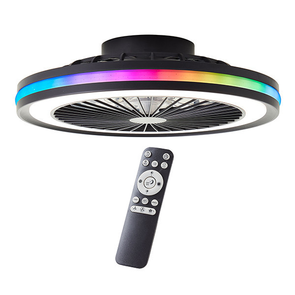 Ventilateur de plafond avec éclairage LED | Palmero | Ø 46,6 cm | RGBIC + 2700-6500K | Noir | 40W | Brillant LBR00013 - 1