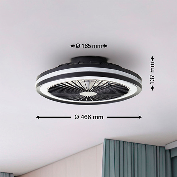Ventilateur de plafond avec éclairage LED | Palmero | Ø 46,6 cm | RGBIC + 2700-6500K | Noir | 40W | Brillant LBR00013 - 4