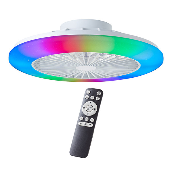 Ventilateur de plafond avec éclairage LED | Salerno | Ø 48,5 cm | RGBIC + 3000-6500K | Blanc | 40W | Brillant LBR00002 - 1