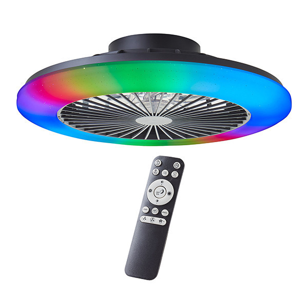 Ventilateur de plafond avec éclairage LED | Salerno | Ø 48,5 cm | RGBIC + 3000-6500K | Noir | 40W | Brillant LBR00001 - 1