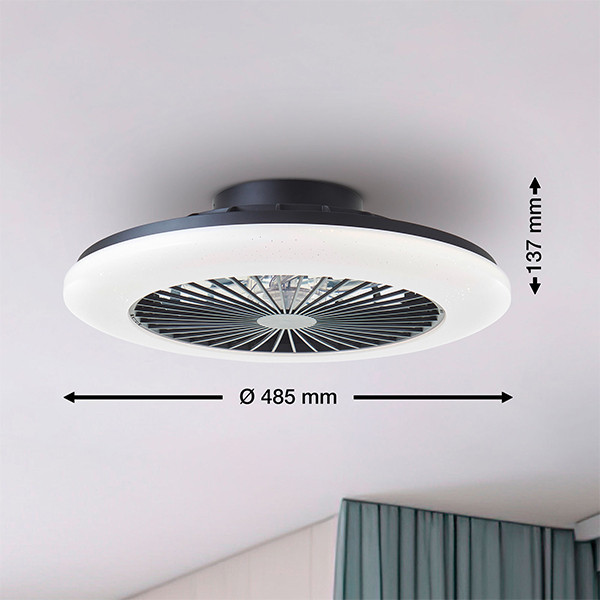 Ventilateur de plafond avec éclairage LED | Salerno | Ø 48,5 cm | RGBIC + 3000-6500K | Noir | 40W | Brillant LBR00001 - 5