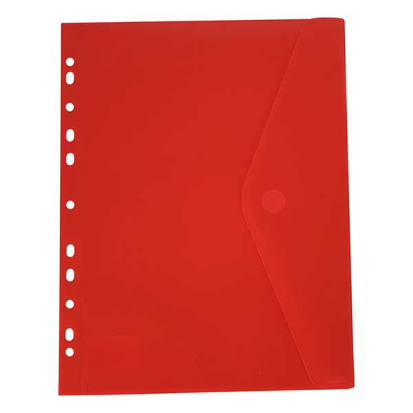 Bronyl enveloppe de documents A4 avec perforation - rouge transparent 99303 402838 - 1