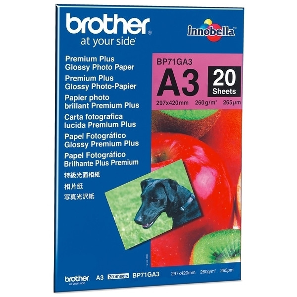 Brother BP71GA3 Premium Plus Glossy papier photo A3 260 g/m² (20 feuilles) BP71GA3 063500 - 1