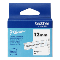 Brother Btag-131 ruban non laminé 12 mm (d'origine) - noir sur transparent BTAG131 080342