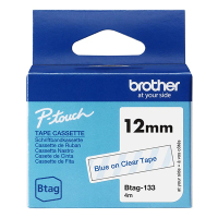 Brother Btag-133 ruban non laminé 12 mm (d'origine) - bleu sur transparent BTAG133 080346
