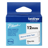 Brother Btag-233 ruban non laminé 12 mm (d'origine) - bleu sur blanc BTAG233 080354