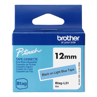 Brother Btag-L31 ruban non laminé 12 mm (d'origine) - noir sur bleu clair BTAGL31 080366