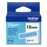Brother Btag-L33 ruban non laminé 12 mm (d'origine) - bleu sur bleu clair BTAGL33 080368