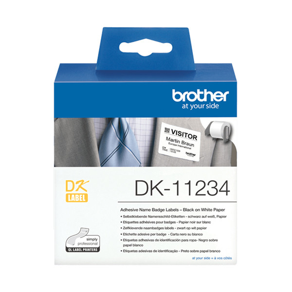 Brother DK-11234 étiquettes autocollantes pour badges (d'origine) - noir sur blanc DK-11234 350552 - 1