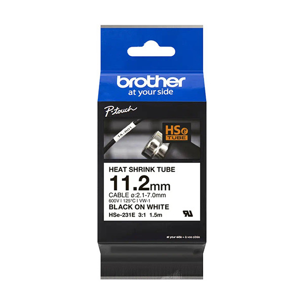 Brother HSe-231E étiquettes pour gaine thermorétractable 12 mm (d'origine) - noir sur blanc HSE231E 350598 - 1