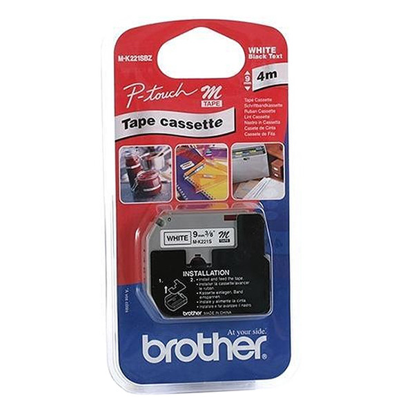 Brother M-K221SBZ ruban non-laminé 9 mm (d'origine) - noir sur blanc MK221SBZ 350560 - 1