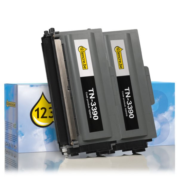 Marque 123encre remplace Brother TN-3390BK toner haute capacité duopack - noir 132194 - 1