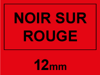 Brother Marque 123encre remplace Brother TZe-431 ruban 12 mm - noir sur rouge TZe431C 080413