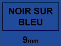 Brother Marque 123encre remplace Brother TZe-521 ruban 9 mm- noir sur bleu TZe521C 080479