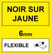 Brother Marque 123encre remplace Brother TZe-FX611 cassette à ruban Flexi ID 6 mm- noir sur jaune TZeFX611C 080825 - 1