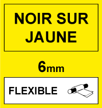 Marque 123encre remplace Brother TZe-FX611 cassette à ruban Flexi ID 6 mm- noir sur jaune