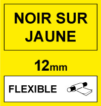 Brother Marque 123encre remplace Brother TZe-FX631 ruban Flexi ID 12 mm- noir sur jaune TZeFX631C 080829 - 1