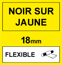 Brother Marque 123encre remplace Brother TZe-FX641 cassette à ruban Flexi ID 18 mm- noir sur jaune TZeFX641C 080831