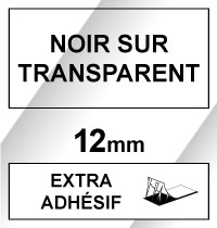 Brother Marque 123encre remplace Brother TZe-S131 ruban à forte adhérence 12 mm- noir sur transparent TZeS131C 080661 - 1