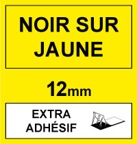 Brother Marque 123encre remplace Brother TZe-S631 ruban à forte adhérence 12 mm- noir sur jaune TZeS631C 080685 - 1