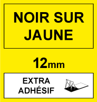 Brother Marque 123encre remplace Brother TZe-S631 ruban à forte adhérence 12 mm- noir sur jaune TZeS631C 080685