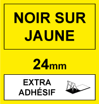 Marque 123encre remplace Brother TZe-S651 ruban à forte adhérence 24 mm - noir sur jaune