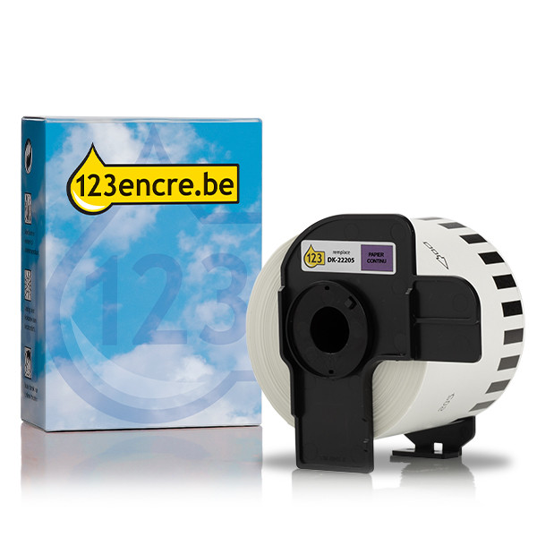 Marque 123encre remplace Brother DK-22205 ruban de papier continu - noir sur violet 080807 - 1