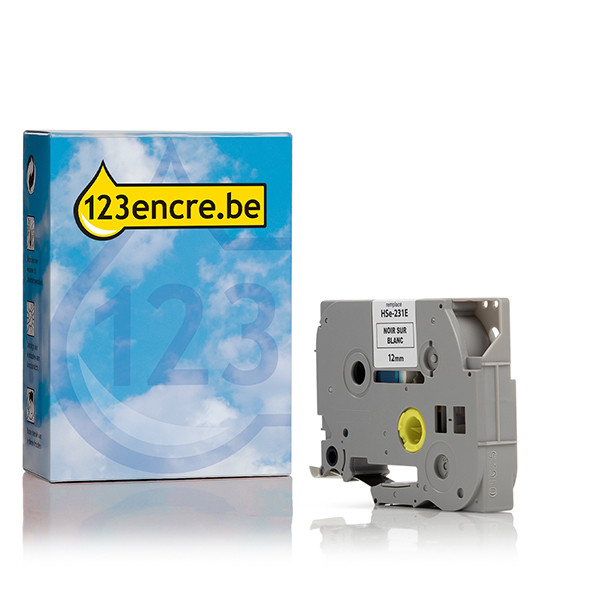Brother Marque 123encre remplace Brother HSe-231E ruban pour gaine thermorétractable 12 mm - noir sur blanc HSE231EC 350599 - 1