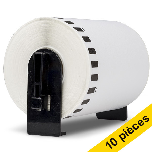 Offre: 10x marque 123encre remplace Brother DK-22243 rouleau de papier adhésif permanent - blanc 650557 - 1