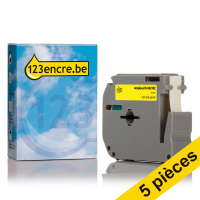 Brother Offre: Marque 123encre remplace 5x Brother M-K621BZ ruban non laminé 9 mm  - noir sur jaune MK621BZC 650701