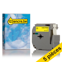Brother Offre: Marque 123encre remplace 5x Brother M-K631BZ ruban adhésif non laminé noir sur jaune 12 mm MK631BZC 650694