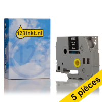 Brother Offre: Marque 123encre remplace 5x Brother TZe-315 ruban 6 mm  - blanc sur noir TZe315C 650637