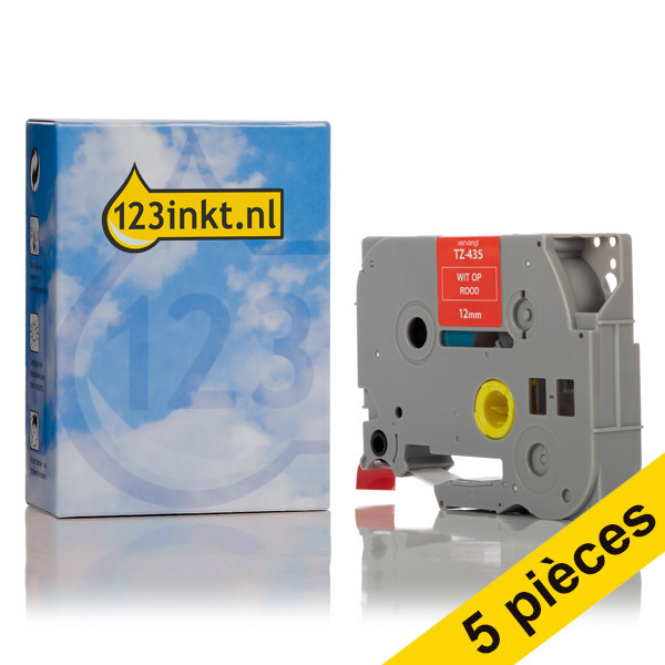 Brother Offre: Marque 123encre remplace 5x Brother TZe-435 ruban 12 mm  - blanc sur rouge TZe435C 650698 - 1