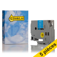 Brother Offre: Marque 123encre remplace 5x Brother TZe-535 ruban 12 mm  - blanc sur bleu TZe535C 650690