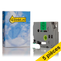 Brother Offre: Marque 123encre remplace 5x Brother TZe-721 ruban 9 mm  - noir sur vert TZe721C 650692