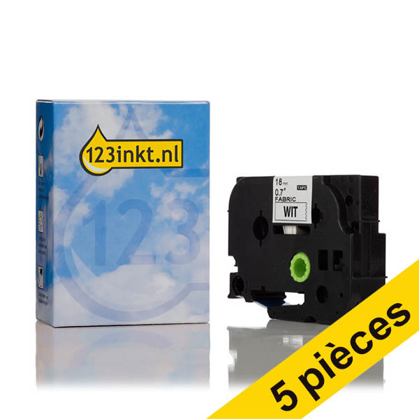 Offre : 5x 123encre remplace Brother TZe-FA4 ruban textile 18 mm - bleu sur blanc 650856 - 1