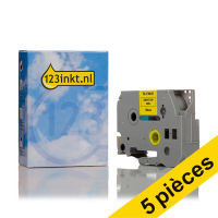 Offre : 5x 123encre remplace Brother TZe-FX641 ruban d'identification flexible 18 mm - noir sur jaune 650855